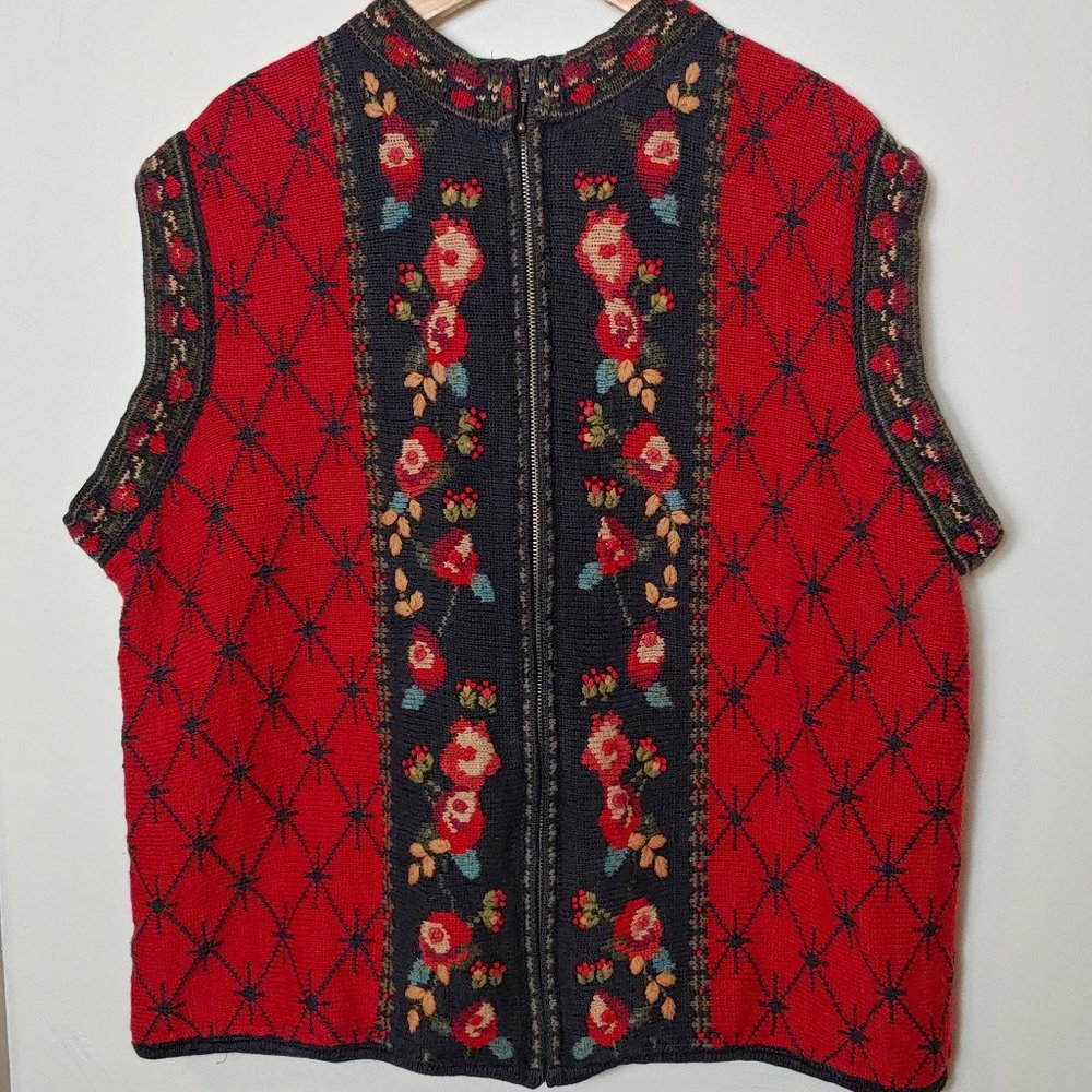 VTG Folk Nordic Knit Grandpa Vest Zip Up